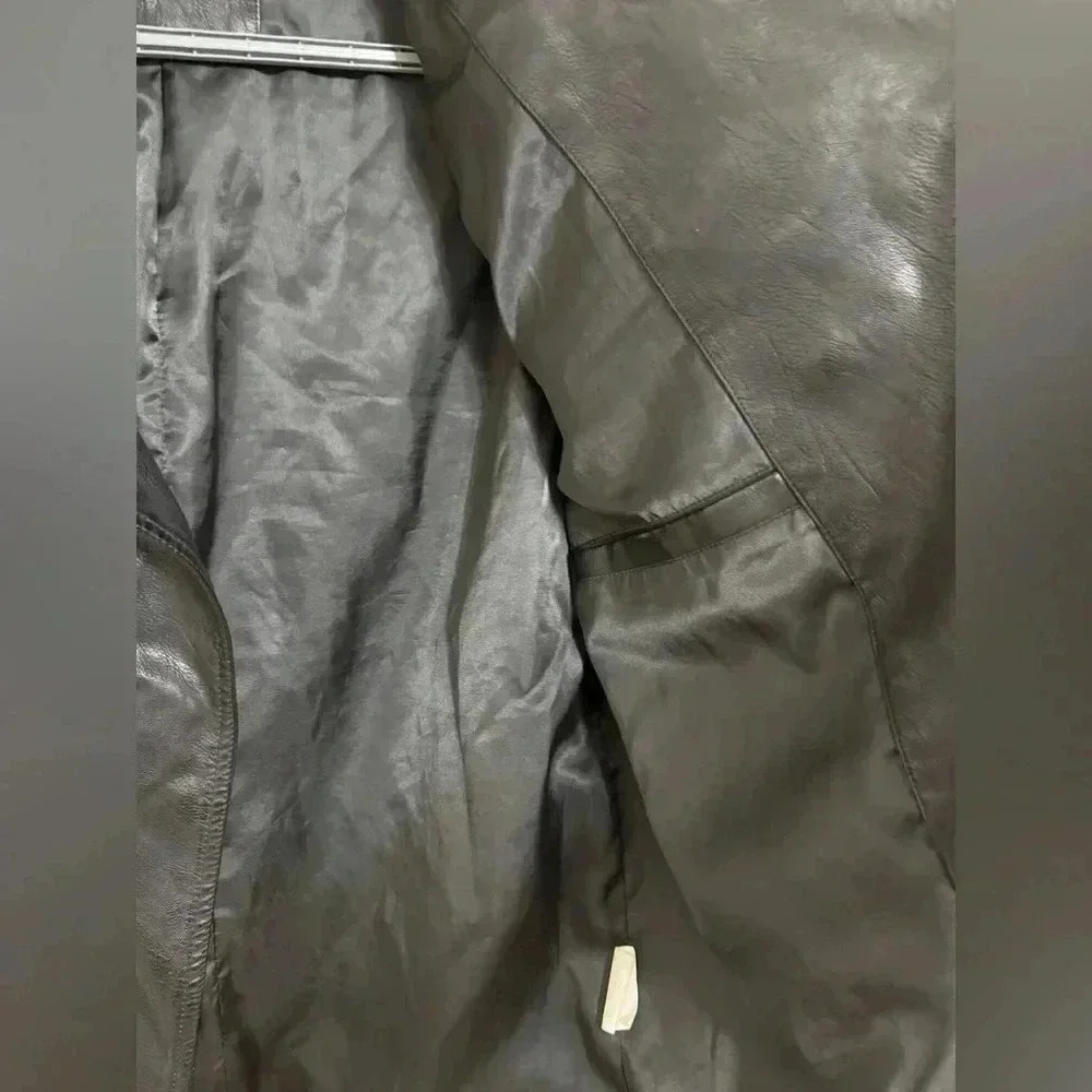 ChouYatou Men's Black Faux Leather Jacket Size: XS - Picture 12 of 16